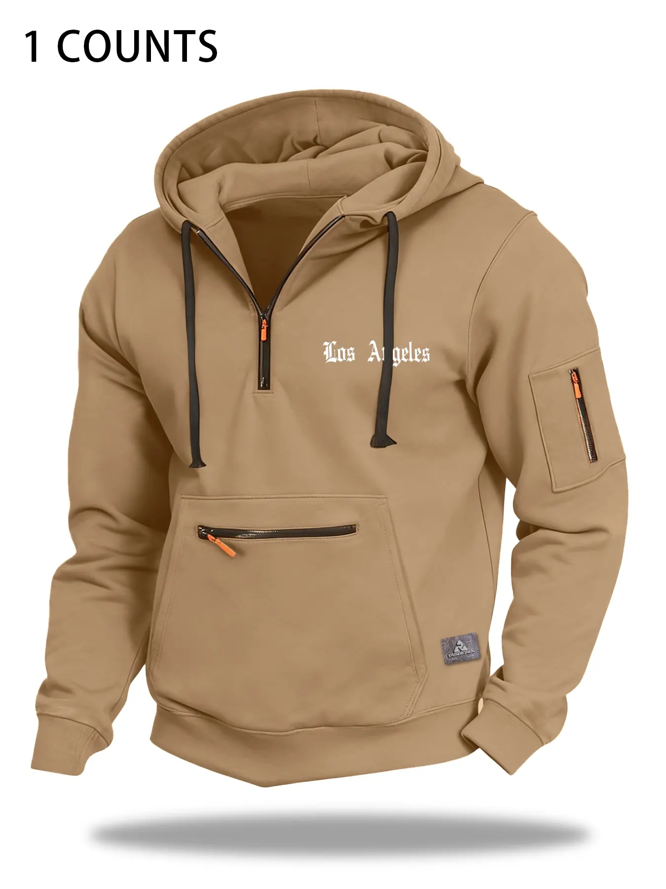Autumn Winter Design Zipper Thick Hoodie, High-End Side Label Tag, Trendy Slogan Print, Casual Comfortable Sportswear, Athleisure Style