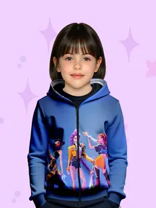 Girls Lightweight Hooded Zipper Sweatshirt, Casual Fall & Winter Wear, Durable, Trendy Fashion for Daily Outdoor Activities