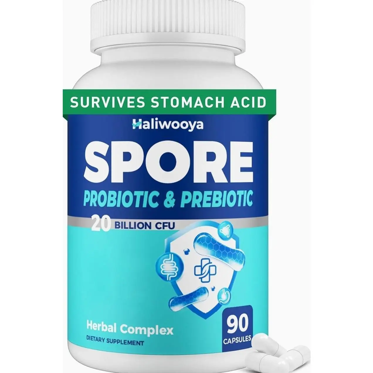 100% Spore Probiotic, 20 Billion CFU Spore Based Probiotics for Women & Men, No Refrigeration & Vegan, 90 Capsules