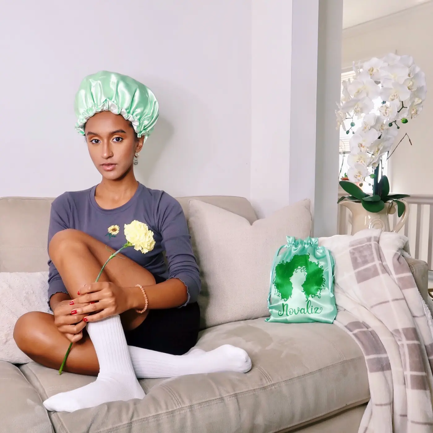 Protect Your Crown Satin Bonnet Set- Mint Green
