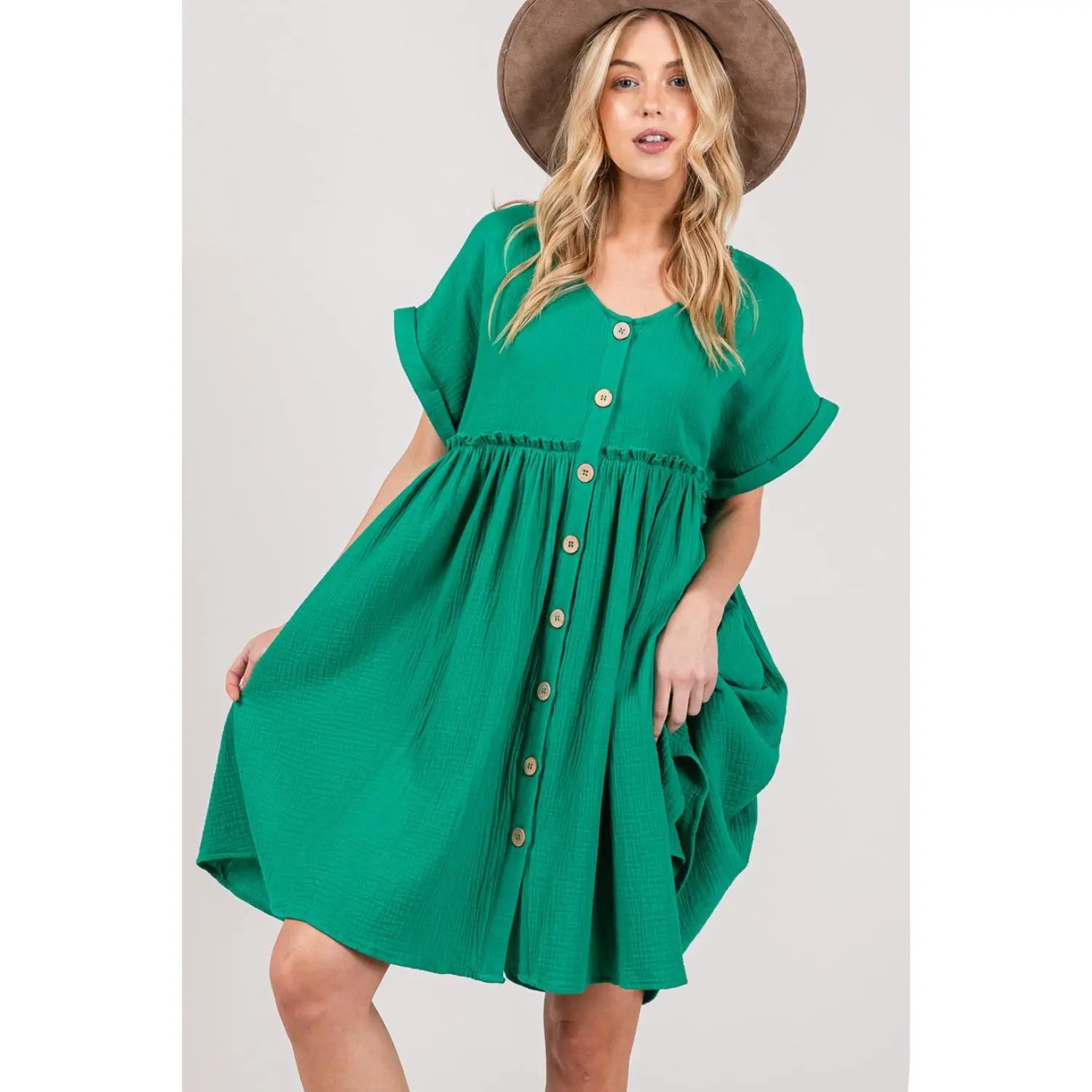 Ivy Button Up Short Sleeve Dress IVY-A3781