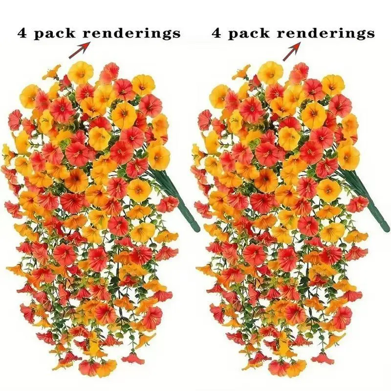 Decorative Artificial Hanging Flower Bouquet Arrangement - Faux Eucalyptus & Fruit Accented Fake Plant Ornaments, UV-Resistant Realistic Home Garden, Porch Decor