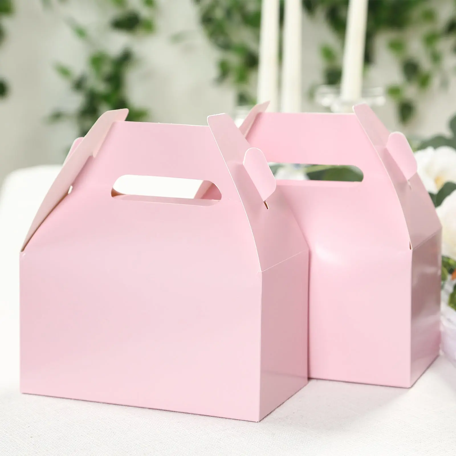 25 Pack Blush Pink Candy Gift Tote Gable Boxes - 6"x3.5"x7" Office Stationery Supplies for Birthday Gift Boxed Wrapping Needs, Birthday Gift Box