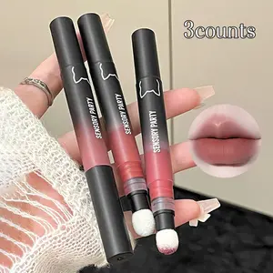 Three-Piece Soft Matte Lipstick & Lip Gloss Set Velvety Lightweight Kissable Finish Long-Lasting Cosmetic Makeup Perfect for Everyday Use
