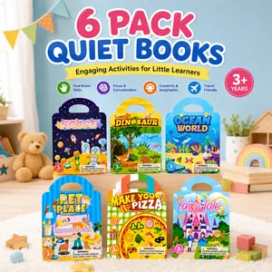 6-Pack Quiet Book/Busy Books Educational Toy for Ages 3+, Fine Motor Skills & Problem Solving Learning Toy, Preschool Boys & Girls Graduation/Summer Activity Gift, Mid-Year Sale Item