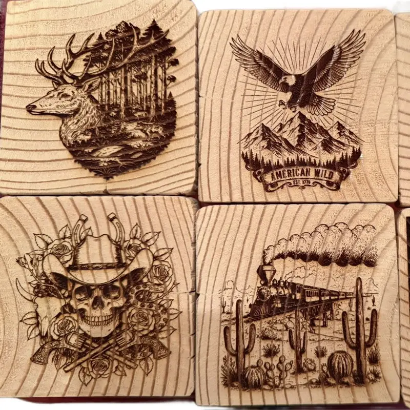 4x4 Red Cedar Square Cup Coasters