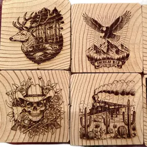 4x4 Red Cedar Square Cup Coasters