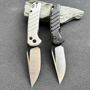 EDC KS7305 Folding Knife 3.3" CPM-154 Two-Tone Trailing Point Blade, Black Milled Aluminum Handles, Reversible Clip Camping Pocket Knife