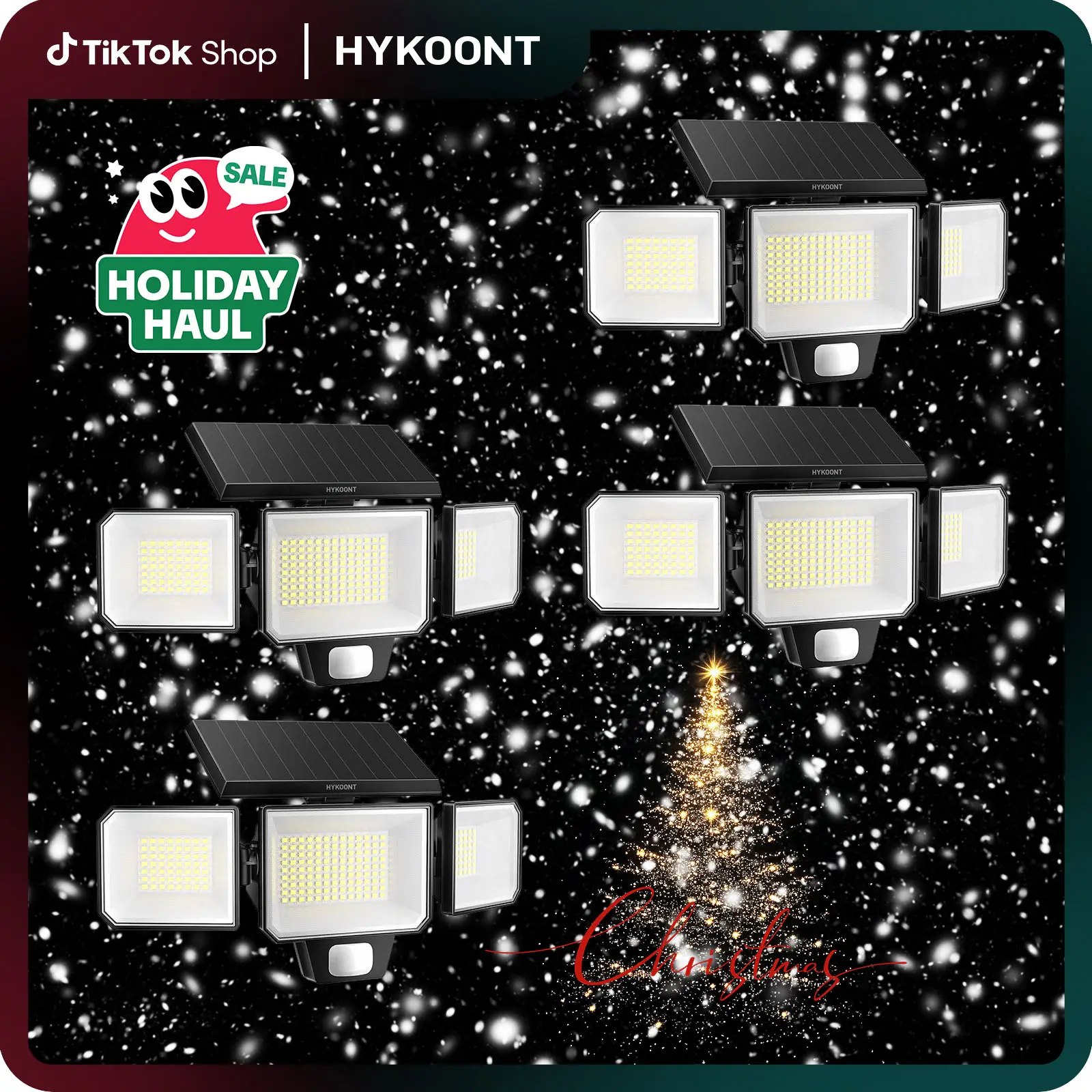 Hykoont AMS193 Motion Sensor Outdoor 3 Head 3000LM Solar Wall Light, IP65 Waterproof Outdoor Security Solar Light with Replaceable Battery, Remote Control,3 Lighting Modes Works in Low Light&Cloudy Days BlackFriday
