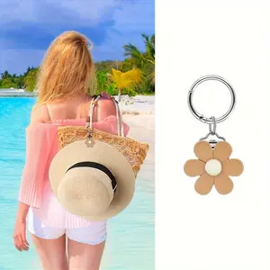 2 Piece Set Flower Resin Hat Clips Keychains, Safety Fashion Eyeglass Frames, Key Ring, Realistic Sunflower Travel Hat Clip Sunglasses Holder