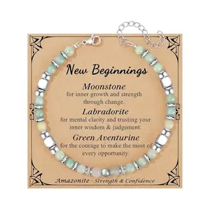 Fashionable and versatile 4mm Amazonite commuting simple adjustable bracelet with lobster clasp