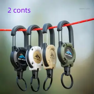 Outdoor Camping Tactical Easy Pull Buckle, 2 Counts Random Color Retractable Buckle, Multifunctional Keychain, Camping Road Asia Retractable Anti-lost Rope, Hook Carabiner