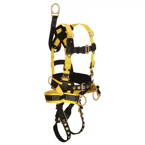 FallTech 8021 Large Full Body Belted Harness, 4 D-Rings