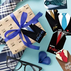 60pcs Paper Father's Day Gift Tags, Happy Father's Day Decoration, Gift Packaging Labels, Theme Gift Hang Tags, Perfect for Father's Day Gifts