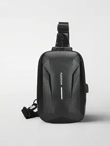 Men's Casual Solid Color Crossbody Bag, Fashionable Hard Shell Phone Bag, Outdoor Sports Anti-theft Password Lock Chest Bag for Motorcycle Travel