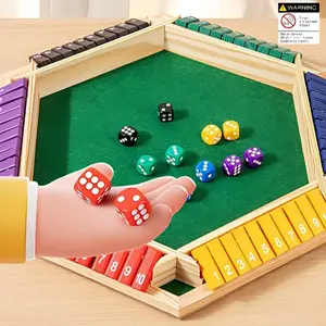 Wooden Closed Box Dice Game, 1 Set Board Dice Game Toys with Game Pieces for 1-6 Players, Family Game Night, Party and Gatherings Choice, Fun Game for Kids & Adults