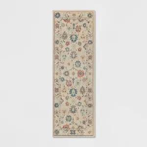 28"x84" Floral Persian Runner Rug Ivory - Threshold