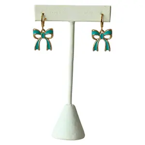 Teal Bow Statement Huggie Hoop Earrings, Embrace The Flirty, Coquette Trend