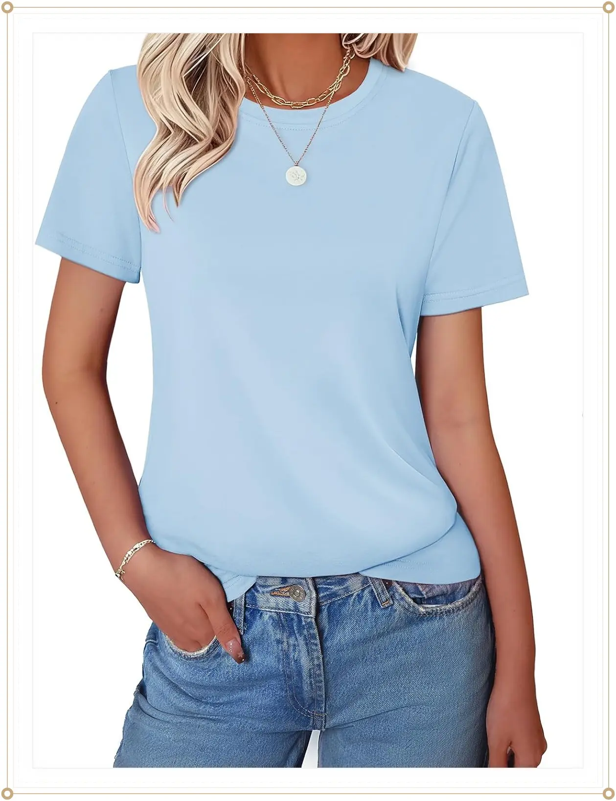 GKBK Women's T Shirts Cotton Short Sleeve Summer Tops Casual Soft Basic Tee | Crew Neck, Loose Fit, Comfortable and Breathable Material, Plain Shirt, 2026 Fall OutfitsGift