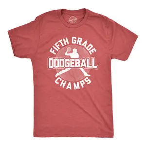 Mens Fifth Grade Dodgeball Champs T shirt Funny Vintage 80s Gym Cool Graphic Tee Mens Funny T Shirts Cool Vintage Fashion T-Shirt Gift Classic Menswear Teacher Apparel for Men Funny Nerd Short Sleeve Novelty Red
