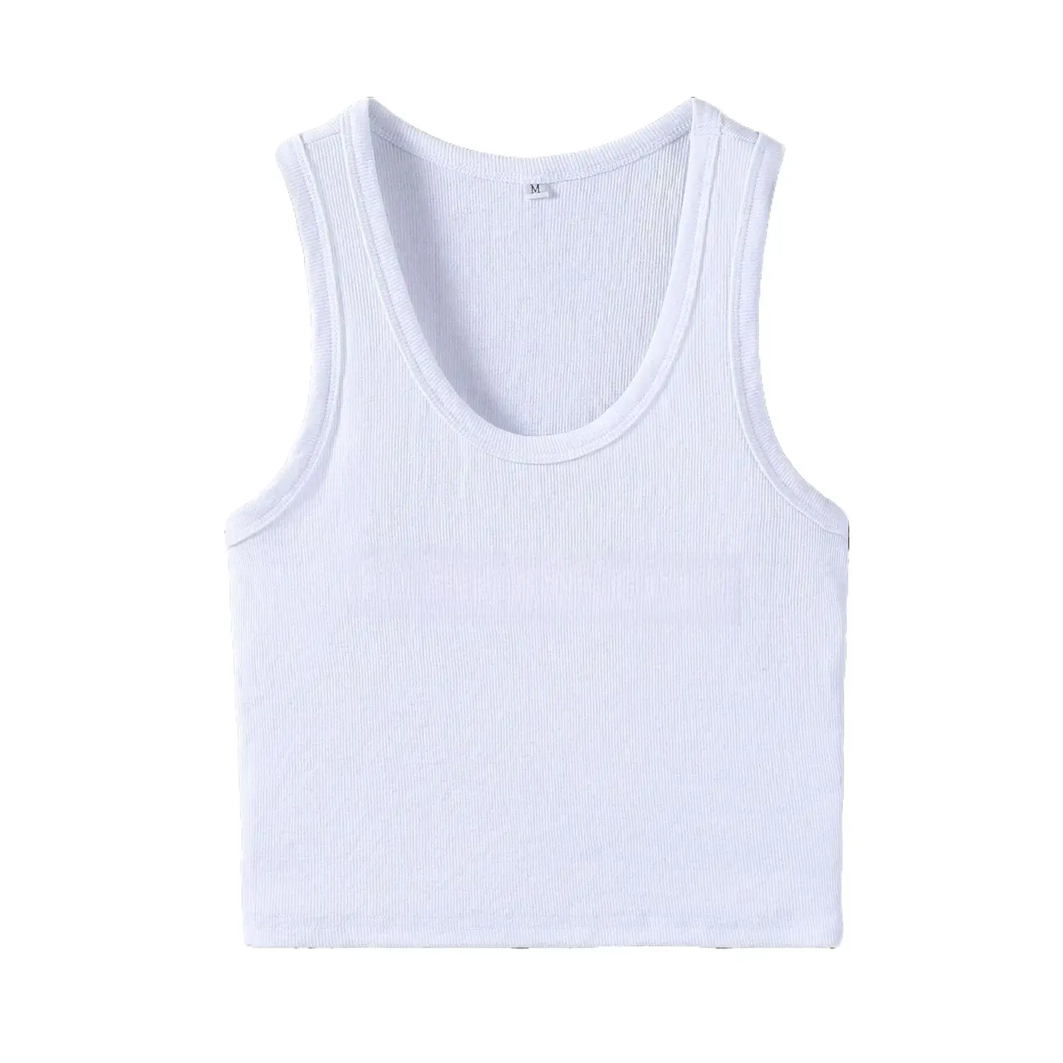 Women Ribbed Cropped Tank Top U Neck Sleeveless Slim Fit Soft No See Through Stretch Basic Layering Vest For Summer Daily Gym Y2K Streetwear