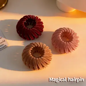 Bohemian Style Bird Nest Magic Hair Clips Set 3pcs Elegant Hollow-Out Round Plastic Hair Bun Accessories for Women Wedding Festival Hair Decor