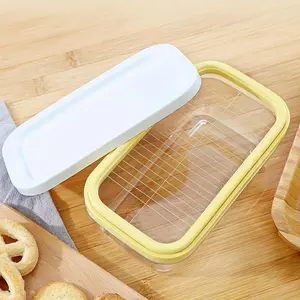 Butter Keeper with Lid and Cutting Grid, Sealed Airtight Butter Storage Container for Refrigeration, Ideal for Cooking and Baking Use, Airtight Food Storage