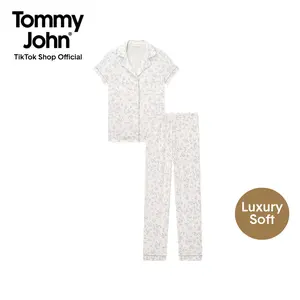 Tommy John Women’s Pajama Set | Soft Breathable Sleep Top & Pants | Lightweight Lounge Set with Button Front & Pockets