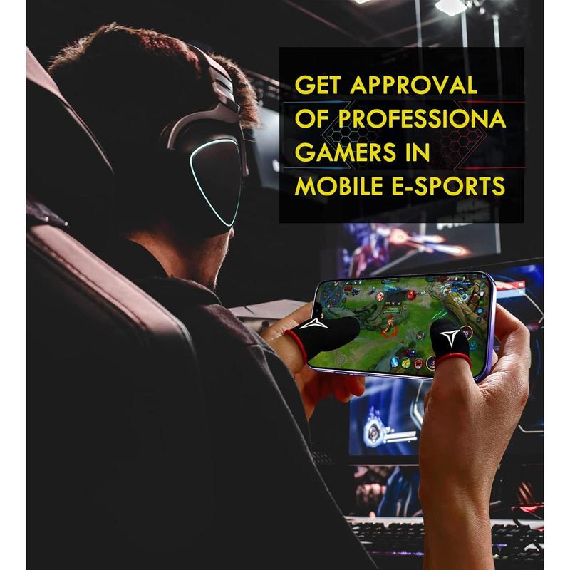 10 PCS Mobile Phone Gaming Finger Sleeves,  Finger Sleeves Fit All Touchscreen Devices, 0.15mm Superconducting Nanofibers, Smooth Feel, Anti-Sweat, Extremely Thin, Red Edge
