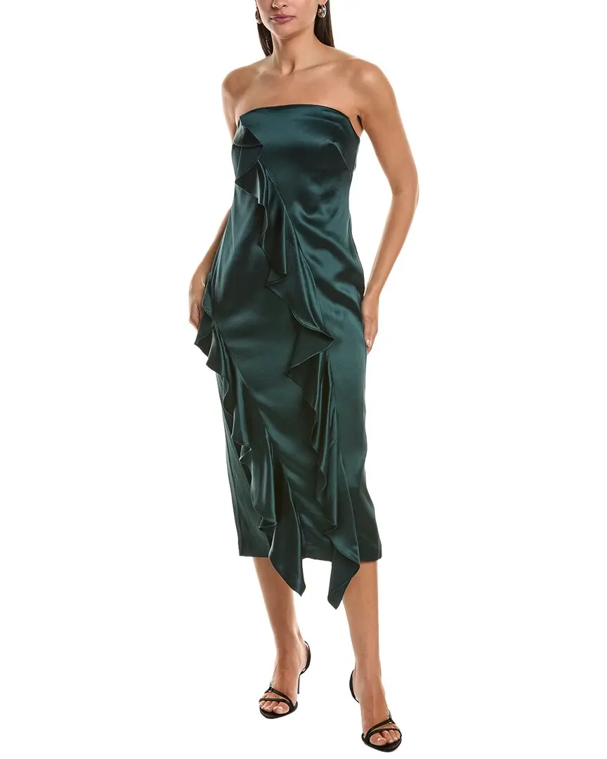 Milly Ravi Hammered Satin Ruffle Dress
