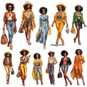 Fashion Girl Pattern Clip Art, 96pcs/12 Sheets Cartoon Self-adhesive Book Reading Stickers, DIY Sticker Paper, Perfect for Journal Supplies, Scrapbooking Supplies