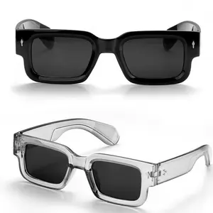 2-Pack Retro Square Sunglasses for Women & Men Black and Translucent Frames UV400 Protection Y2K Stylish Summer Beach Travel Streetwear Accessories for Parties Quality Lenses - Hand