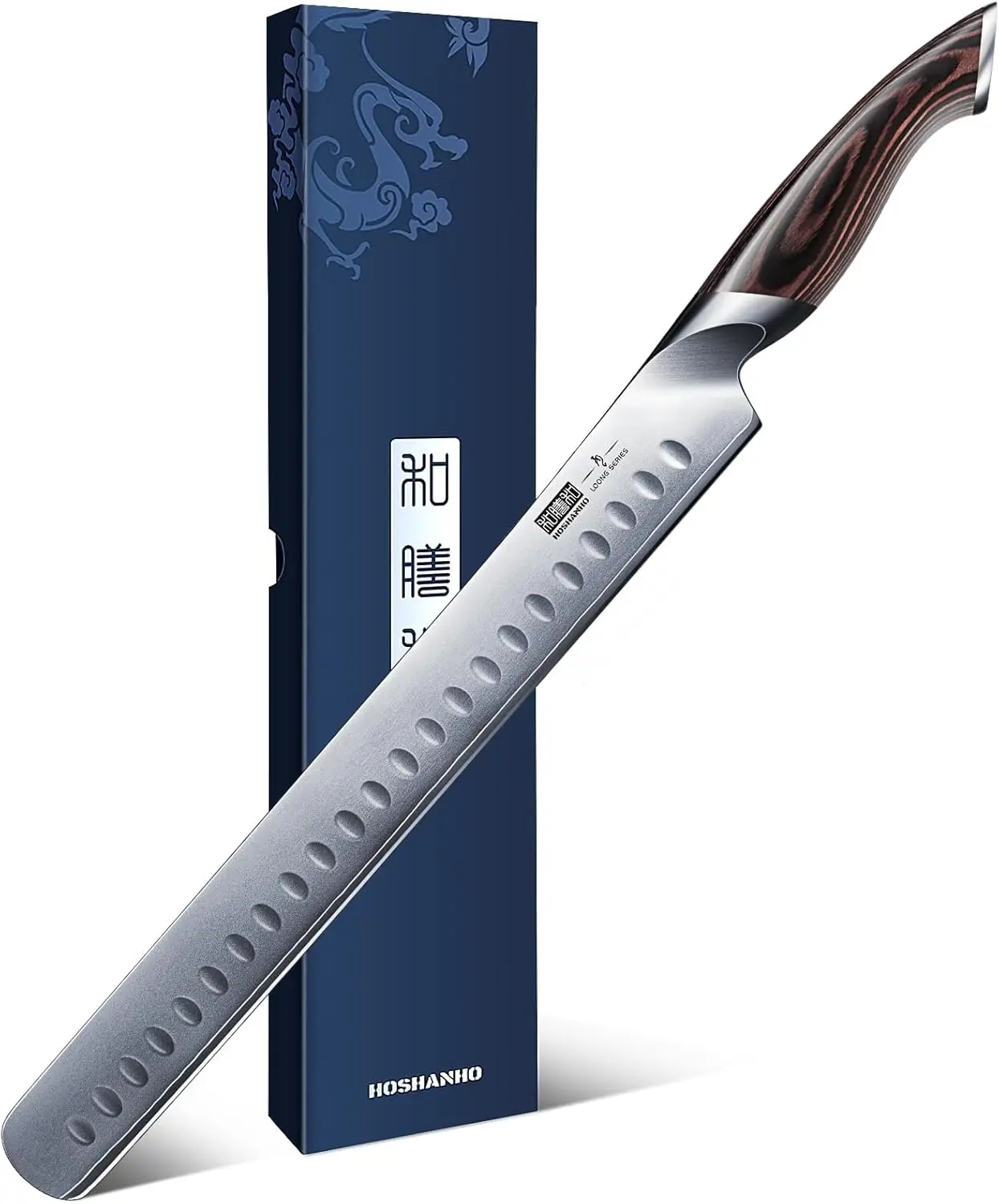 HOSHANHO Carving Knife 12 Inch, Razor Sharp Japanese Brisket Slicing Knife | Japanese High Carbon Steel Brisket Knife with Ergonomic Pakkawood Handle, Breaking Knives for Meat Cutting, BBQ, Turkey