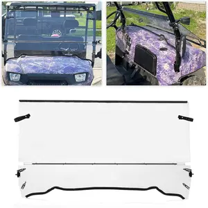 KQQIO Front Windshield Compatible with 2001-2008 Polaris Ranger 500 700/Crew XP 700 Clear Folding Windscreen(Please Refer to The Description for Detailed Adaptation )