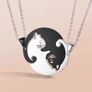 Matching Cat Necklaces for Couples Simple & Cute Interlocking Pendants Perfect for Couples Accessory