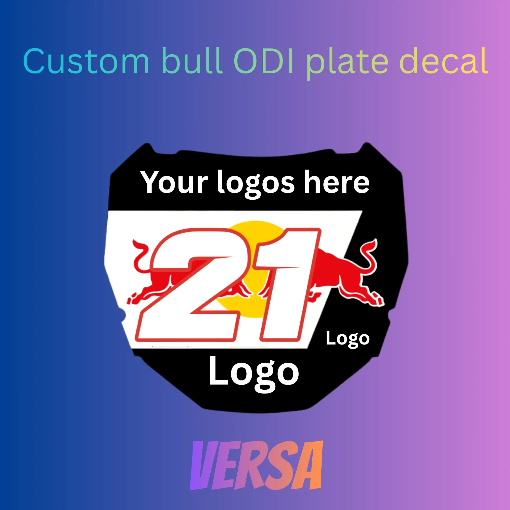 Custom ODI Number Plate Decal - bull-inspired design sticker Custom ODI Number Plate Decal - bull-inspired design sticker