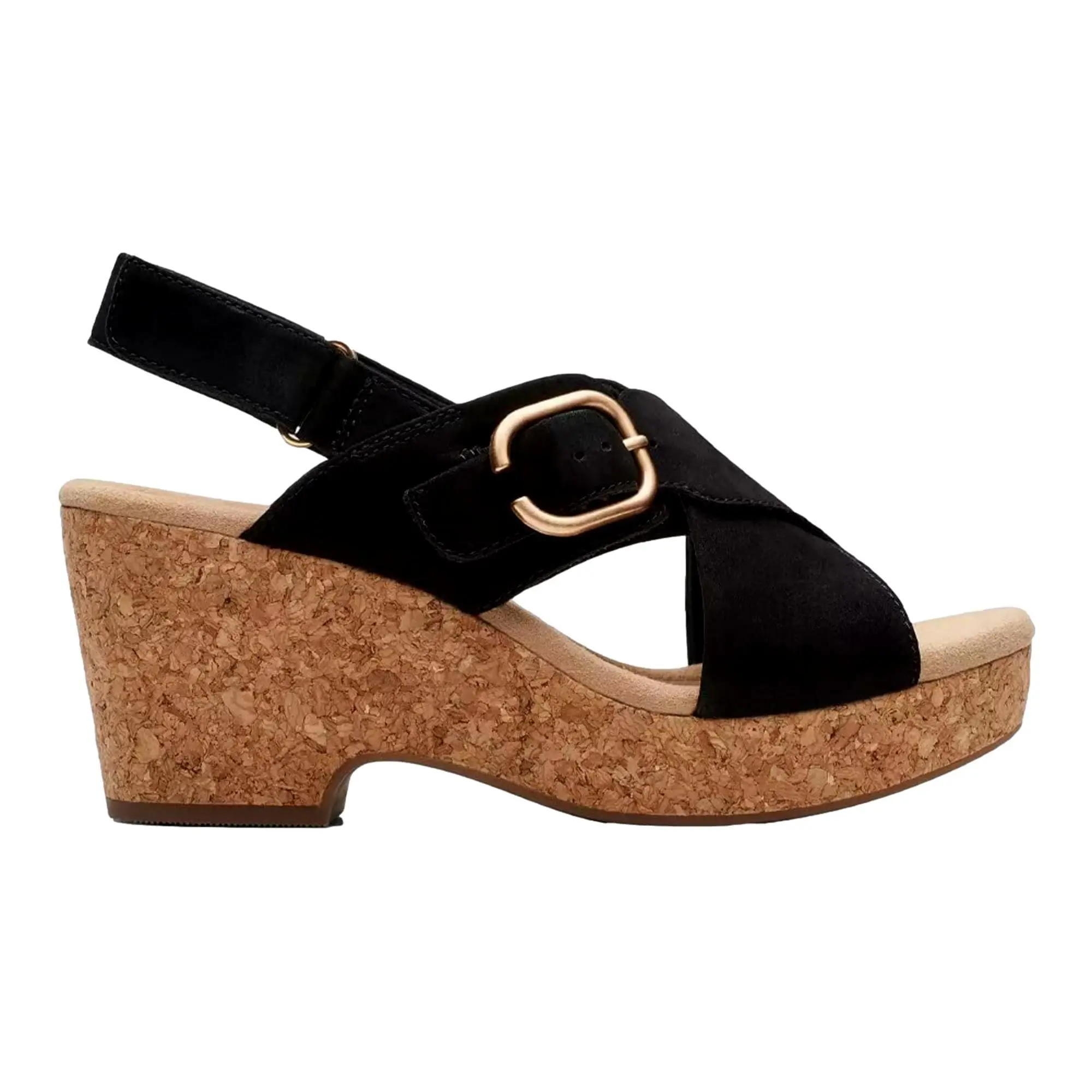 Clarks Giselle Dove Wedge Sandal Black  26177142 Women's
