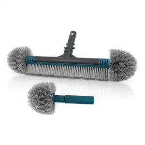 20'' Pool Brush Head, Detachable Pool Cleaning Brush with Durable Around Nylon Bristles, EZ Clip Aluminum Handle- Clean Swimming Pool Walls Tool