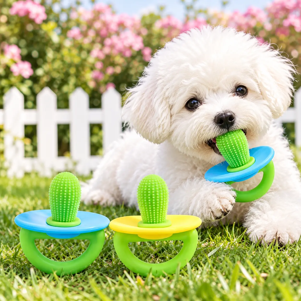 Puppy Teething Pacifier Stick Soft Silicone Textured Ring Relieves Swollen Sore Gum Pain And Itching In Small Dogs