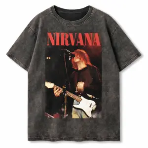 Nirvana Rock American Style Retro Street Vintage Oversized Washed T-Shirt 100% Premium Cotton Relaxed Fit S-5XL