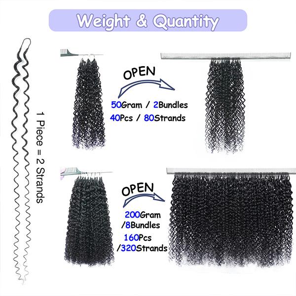 New 2026 ElNbeauty Jerry Curly Feather Crochet HumanHair Bundles, Lightweight Pre-Separated Super InvisiblyKnot and Durable Reusable Natural Black 100% HumanHair 16-24inches Optional