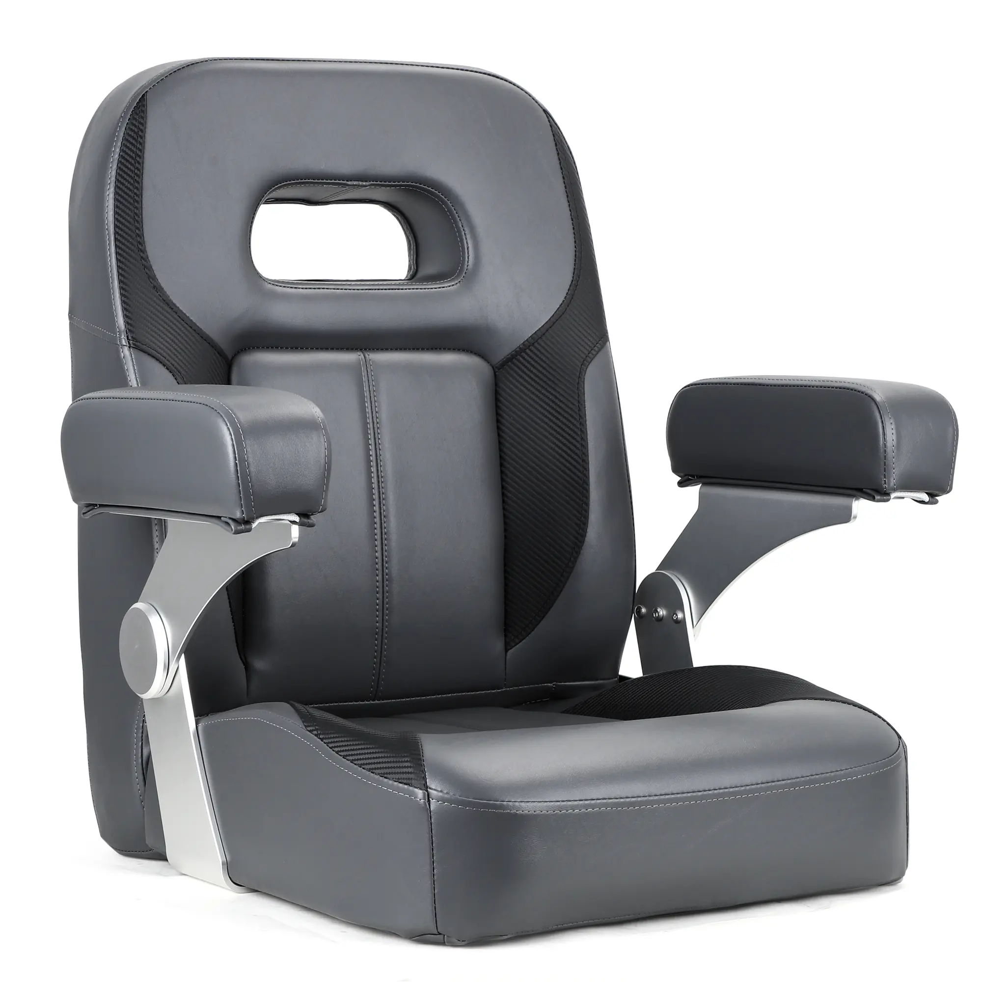 NORTHCAPTAIN Premium Pontoon Captain's Chair High Back Reclining Pontoon Bucket Boat Seat with Adjustable Armrests,Charcoal/Black