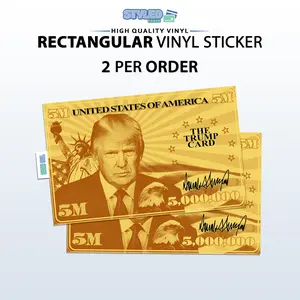 funny trump 5 mill rectangle vinyl sticker made with high quality vinyl and uv ink made to last