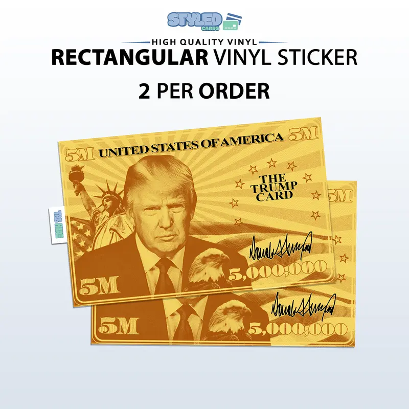 funny trump 5 mill rectangle vinyl sticker made with high quality vinyl and uv ink made to last