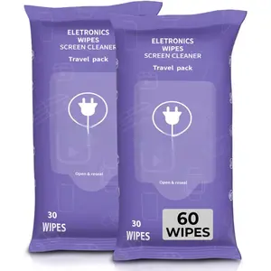 Screen Cleaner Wipes:  Wipes for Screens - Computer Screen Wipes for Lens, Phone, Tv Screen and  Cleaning - Tech Wipes & Microfiber Cloth (Soft Wipes, 60 Count)