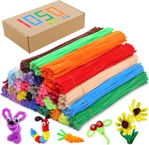 Pipe Cleaners Chenille Stems 1050 count 30 Assorted Colors for Craft Arts Creative DIY Projects Decorations, 6mm x 12inch Fuzzy Colored Chenille Stem Sticks Set Craft Supplies for  and Adults