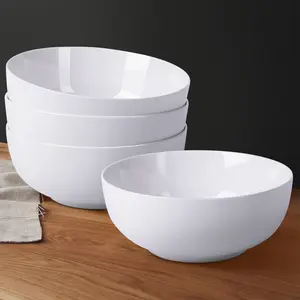 Professional 64oz White Porcelain Bowl Set of 3, 8 in Serving Bowls for Kitchen, Porcelain Mixing Bowls for Soup Salad Cereal Oatmeal Fruit Rice, Dishwasher & Microwave Safe