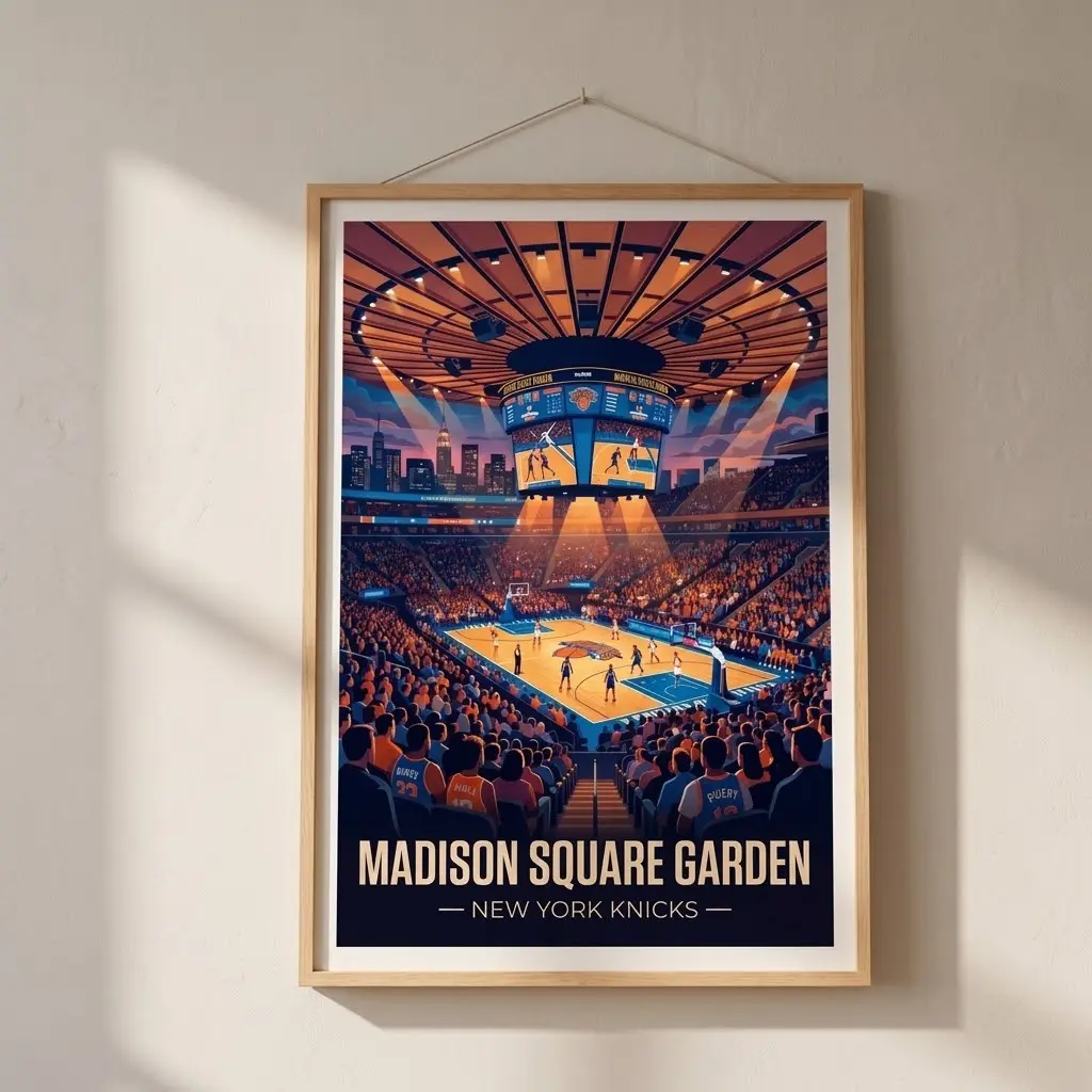 Retro Knicks Basketball Poster – Vintage Sports Print, No Frame, No Frame