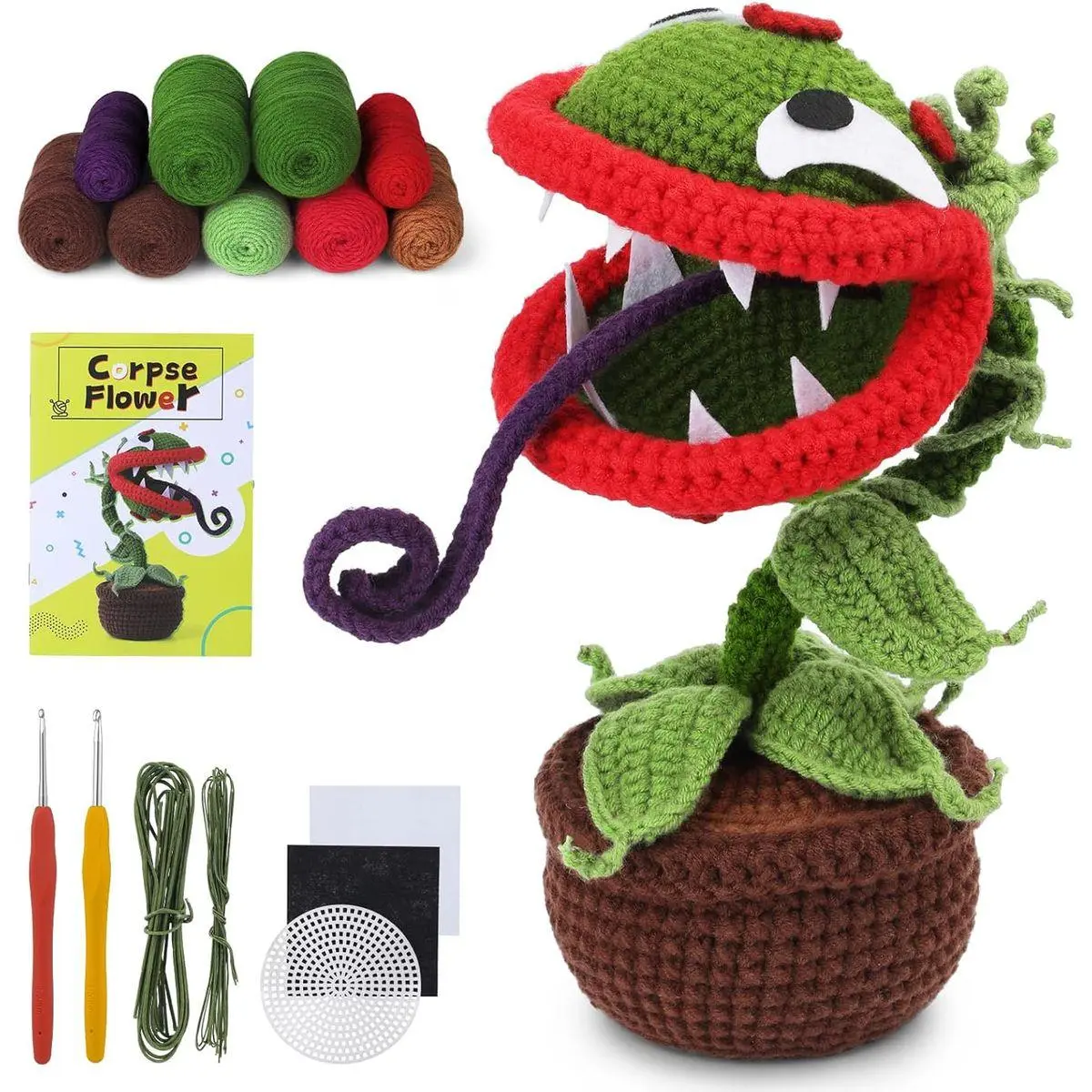 Crochet Kit for Beginners, Complete Crochet Kit for Starter Piranha Crochet Starter Kits for Adults with Step-by-Step Video Tutorials Crochet Flower Kits for DIY Craft Supplies