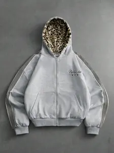 Men’s and women’s versions. Street-style retro design, fashionable leopard print fabric, soft, short-sleeved hooded sweatshirt. Luxurious, unique streetwear, casual attire, fashionable, outdoor, gift for back-to-school season, holiday gifts, perfect for g